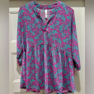Scarlett Pink and Teal Paisley Top